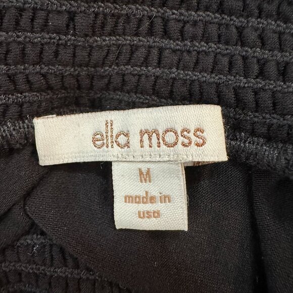 Ella Moss Black Off-Shoulder Smocked Neckline Midi Dress M - Picture 8 of 12